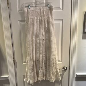Cream Crochet Maxi Skirt